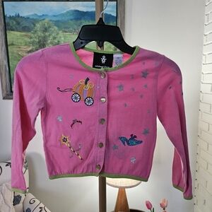Michael Simon Pink Cinderella  Cardigan with Green Accents Sz 5